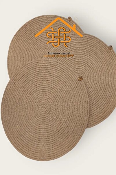 SİMEREV HALI HOME CONSEPT طقم تقديم طعام أمريكي باللون البيج مكون من 6 قطع بق...