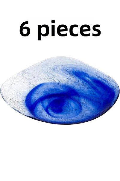 Paşabahçe مجموعة من 6 أطباق كيك 10641 ليندن باتيك أزرق مقاس 19 سم