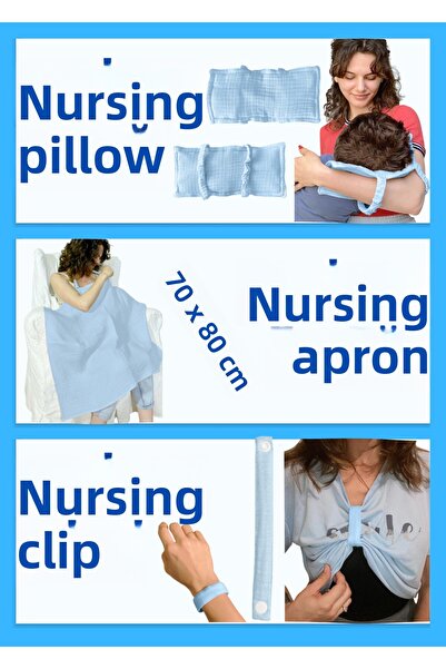 Joyous Mom Kids Σετ θηλασμού 4 στρώσεων από μουσελίνα, Μαξιλάρι θηλασμού, Κλι...