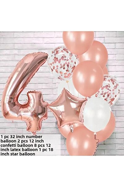 DÜVENCİ TİCARET Rose Gold Age Balloon Set-1-2-3-4-5-6-7-8-9