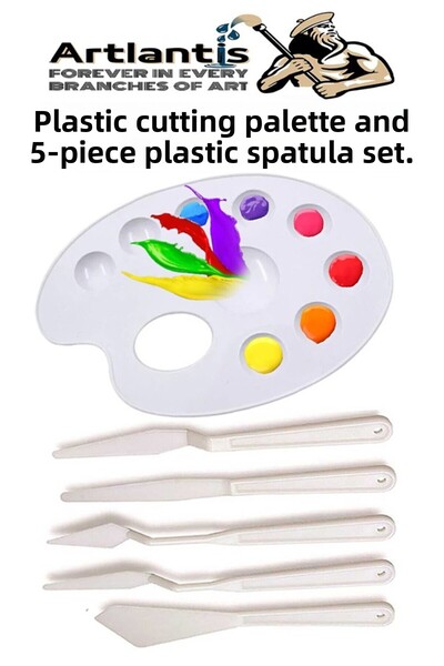 Artlantis 1 pachet de palete din plastic pentru pictură cu tije și 5 spatule ...