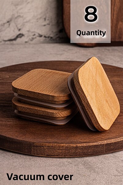 Snippy Bella Milla 8-Piece Elysia Soft Square Wooden Vacuum Lid - Timeless Compatible
