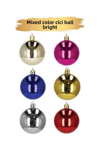 HKNYS Christmas Ball Ornament 4 cm Shiny Mix 6 Pcs