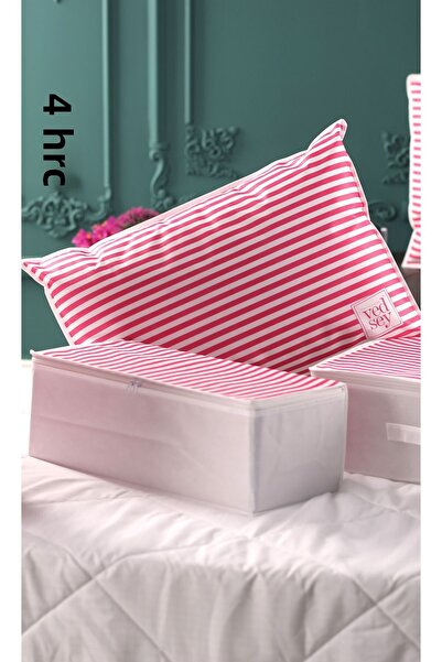 Vedsey Home Organizer 70X50 cm Storage Pink Striped Pillow and Clothing Organ...