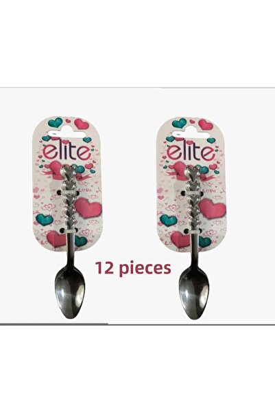 Doğuş Mutfak Set of 12 Heart Figured Teaspoons Stainless Steel Spoons