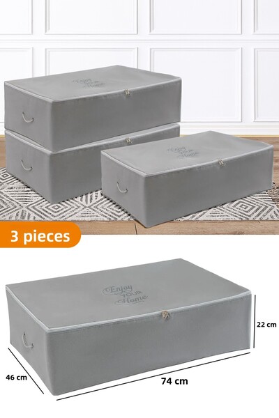 Serstil 3 Τεμάχια - Mega Size Underlay Anthracite Storage 74 x 46 x 22 cm