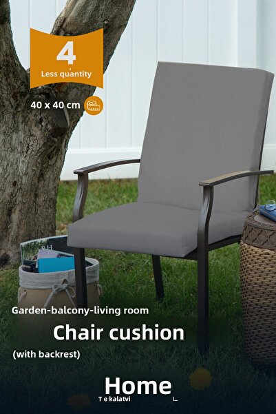 Eve Tekstil Garden - Living Room - Balcony Back Zippered Connectable Washable Chair Cushion 4 Pieces