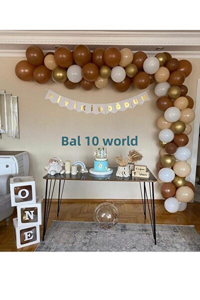BEST PARTİ DOĞUM GÜNÜ PARTİ SÜSLERİ Chrome Gold Caramel Skin and White Balloo...