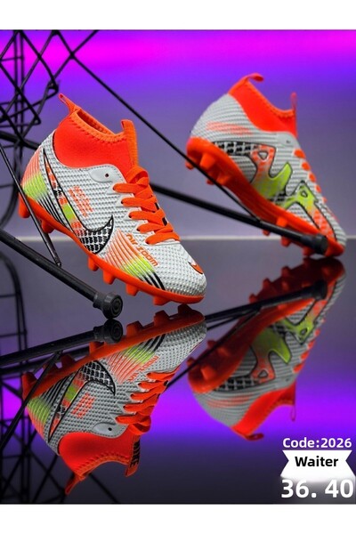 PERFORMANS EFA Children's Football Boots - Yellow, White and Orange Socks