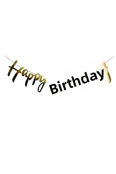BAL10 DÜNYASI Χρυσό πανό καλλιγραφίας Happy Birthday