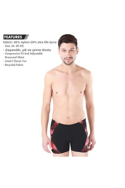 TYR Polyester Alliance Splice Men Squareleg, XS/30 (Black-Red)