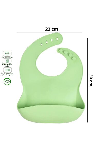 GÜLÜMSE BEBEK Silicone Bib-Green Color