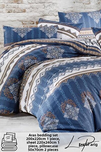 Larispera Set de husă de pilota dublă din bumbac Ranforce cu imprimare Battal Size Set de husă de pilota King Size