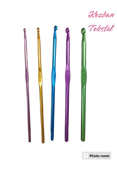 Kezban Tekstil طقم كروشيه معدني مكون من 5 قطع من Nazarone رقم 3.5-4-4.5-5-6