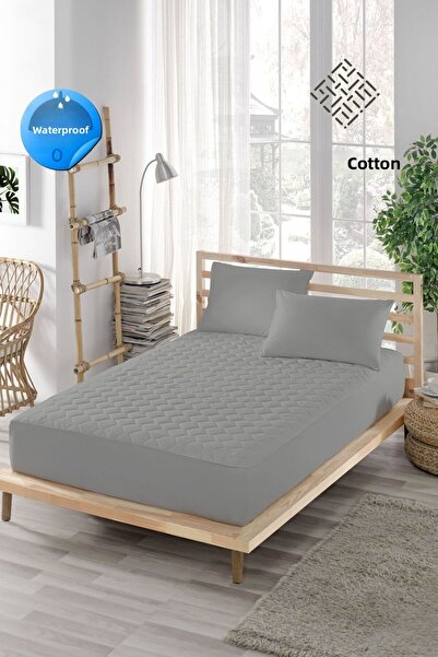 ELY PARKER مرتبة ملونة مقاومة للسوائل من القطن مبطنة باللون الرمادي المزدوج لحماية مرتبة الأطفال المفردة