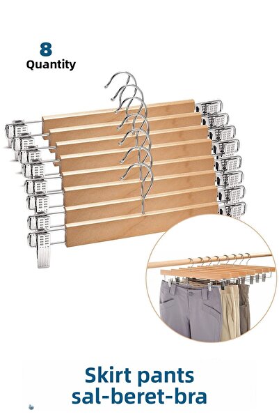 Transformacion 8 bucăți din lemn pentru fustă, pantaloni, eșarfă - cuier cu c...