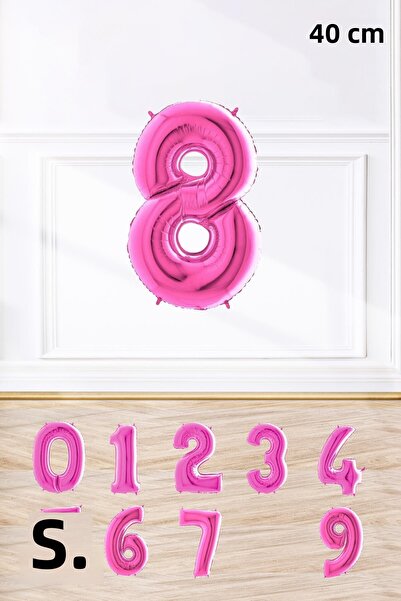 PEKSHOP بالون فويل وردي اللون مكون من 8 أرقام بالونات أرقام بالون العمر الورد...