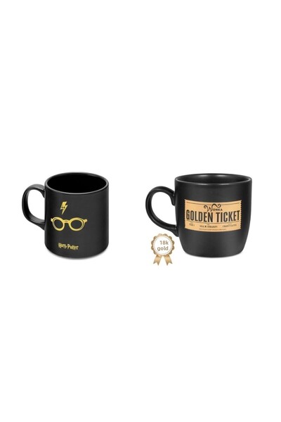 Mabbels Harry Potter And Willy Wonka Golden Ticket Mug Set