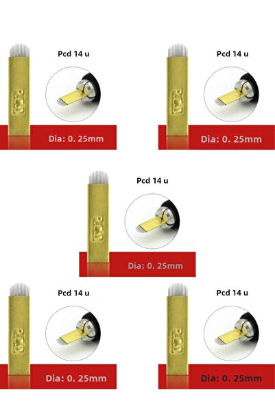 iğnem Set de 5 ace de microblading Pcd galben auriu cu 14 pini U