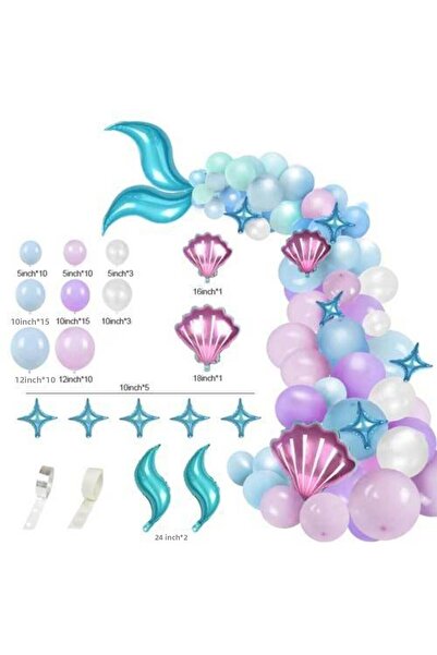 Parti Dükkanım Mermaid Birthday Balloon Decoration Set