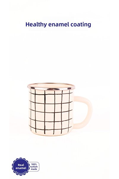 EMAYlab Black Cupid Checkered Enamel Mug