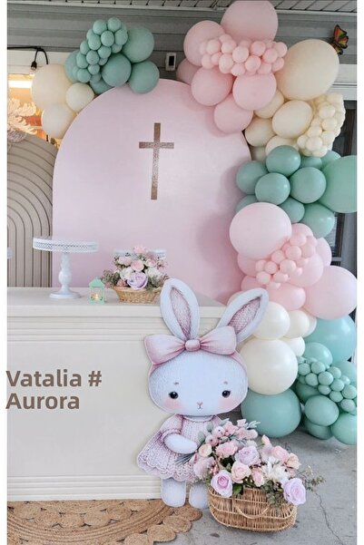 Çemrek Süs Parti Winter Green Light Pink Balloon Chain Set of 103