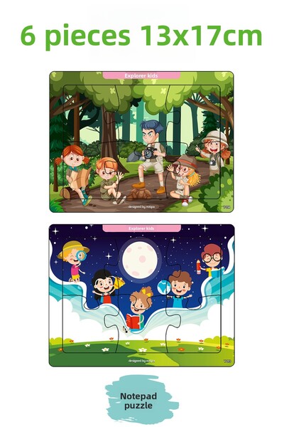 kutuTR 13X17 Colorful Wooden Puzzle - Educational and Tutorial for Kids, 6-Piece Set-5