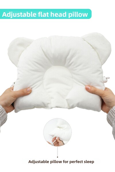 mordesign Adjustable Velvet Sleeping Pillow - Flat Head, Newborn Head, Baby Sleep - Morbear Series