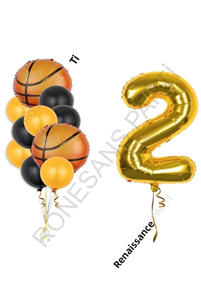 Generic Brand Gold Color Number Basketball Ball Foil and Latex Balloon Set Age 2