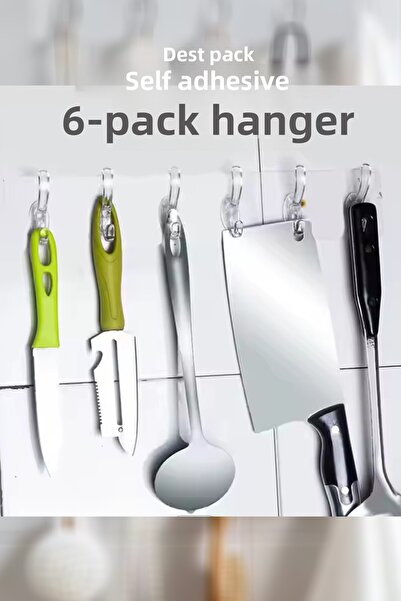 Destpak 6 Pack Transparent Wall Hangers - Self Adhesive - Extra Strong - Non-...