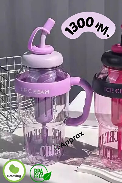 Comprox Ice Cream Detox Water Bottle – 1300ml Bpa Free Big Mug Ice Bottle