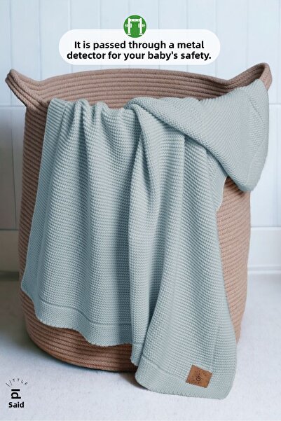 Next Baby Little Dedi Alina Organic Cotton Knitwear Knitted Light Blue Baby Blanket