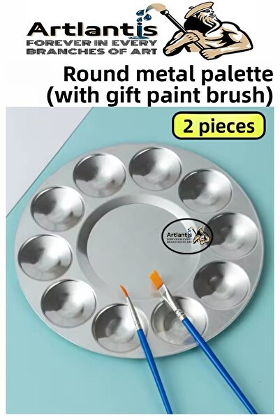 Artlantis Paletă rotundă din metal 2 bucăți Paletă metalică pentru vopsea cu ...