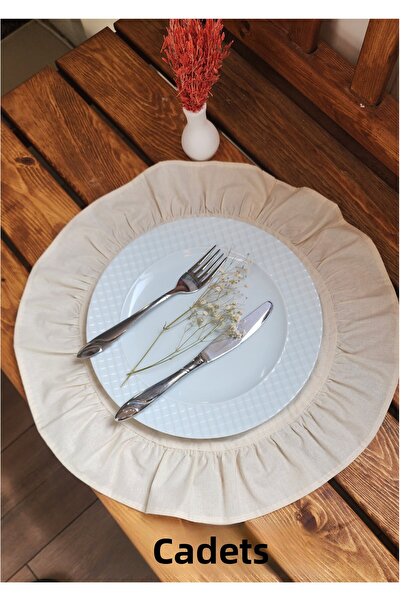 ALTINPAMUK LISABON - Set de 6 in stil vintage de culoare bej cu volane rotund...