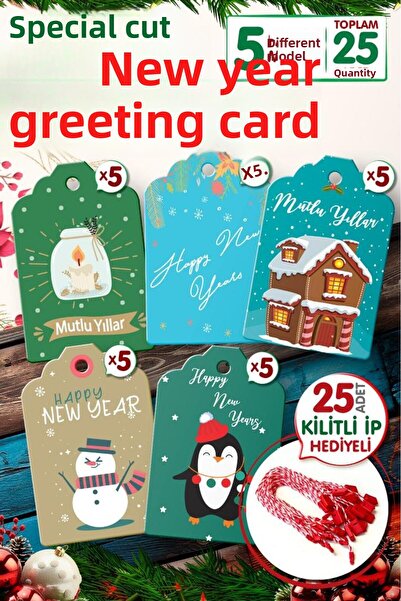 t tuğset etiket Etichetă pentru pachet cadou de Anul Nou 25 bucăți 7x4,5 cm, ...