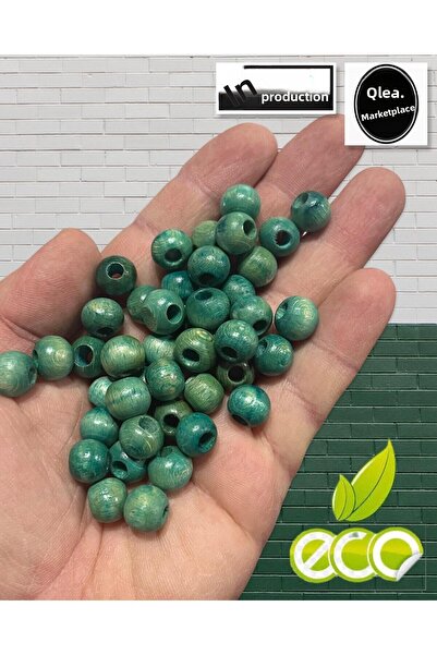 Flea Market 10 мм тюркоазени дървени мъниста - 200 броя