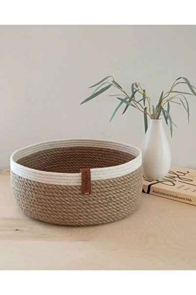 karelim home منظم ديكور الخوص - سلة متعددة الأغراض 25x10