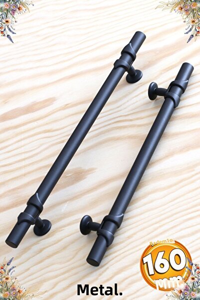 Badem10 البستوني (بريميوم) معدن أسود 160 مم - 16 سم أثاث مطبخ درج خزانة مقابض...