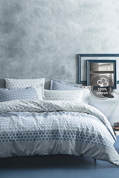 Yataş Malin Double Ranforce Duvet Cover Set - Blue