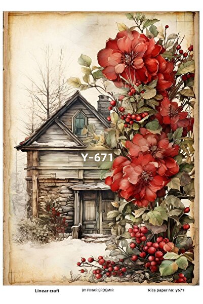 LİNEART ورق ديكوباج نحاسي بنمط عيد الميلاد رقم: YILBAŞI671- 29X42 سم