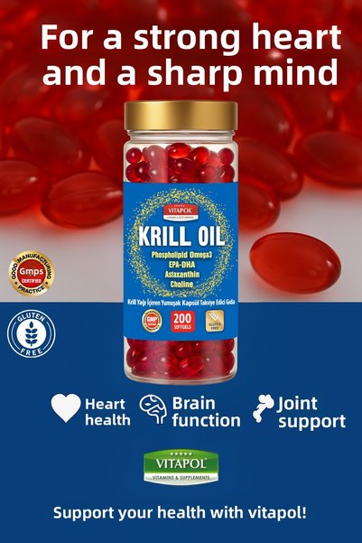 Vitapol Krill Oil Complex Astaxanthin, Choline, Omega3, Epa Dha 200 Capsules Krill Oil