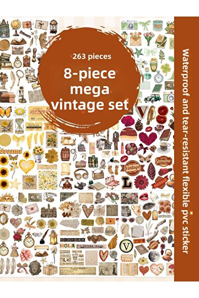 alışveriş kurdu Set de 8 autocolante vintage - Autocolant pentru agenda, tele...