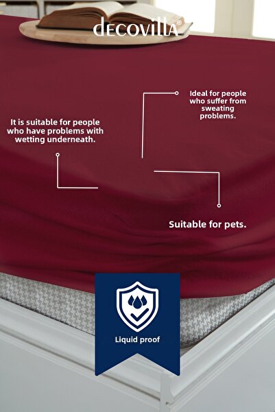 Decovilla Micro Fitted Full Edge Water Liquid Proof Mattress Protector Mattress Protector Sheet Ruby Red