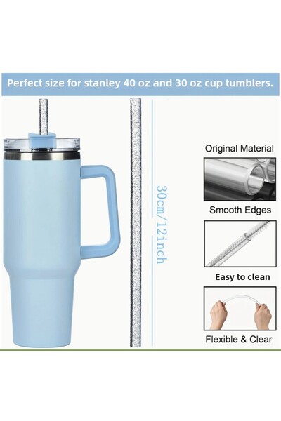 Buycobox 1 Piece Stanl. 40/30 oz Tumb. Colorful Glitter Replacement Straw for Thermos, 30 cm Length / 9 mm Diameter