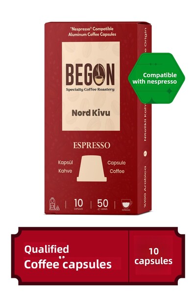 BEGON كبسولات قهوة اسبريسو من الألومنيوم المتوافقة مع نورد كيفو نسبرسو - 10 قطع