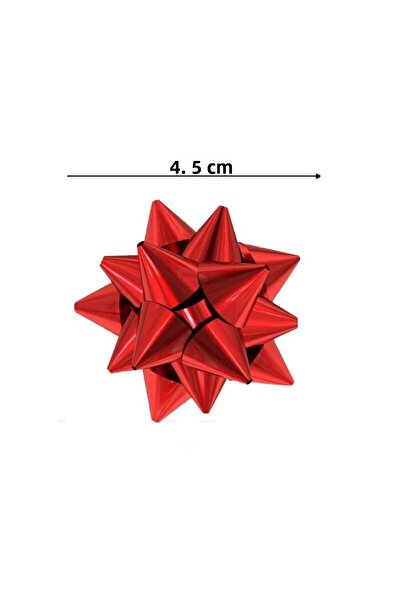 JokeyAmbalaj زخرفة حزمة هدايا لاصقة على شكل نجمة حمراء معدنية مقاس 4.5 سم (20 قطعة)