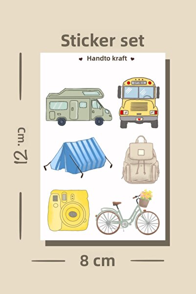 Handeto Kraft مجموعة ملصقات حقيبة شبه شفافة ذات طابع السفر والتخييم، ملصق لاص...