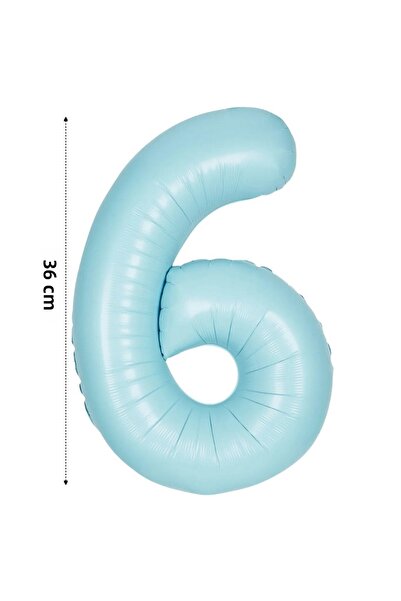 Onay Store بالون فويل بالون هيليوم رقم 6 36 سم لون أزرق ريترو - بالون عمر 6 -...