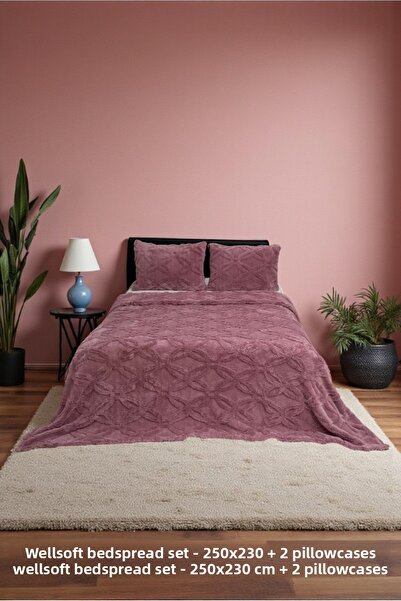 VESSİNOHOME Orion Series Wellsoft Double Bedspread Set 230×250 + 2 Pillowcases Blanket
