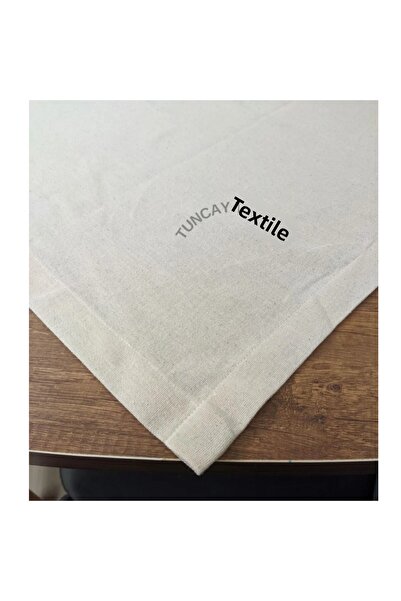 TUNCAY TEKSTİL Simple Plain Linen Fabric Modern Square Cover Fiskos Coffee Table Tablecloth